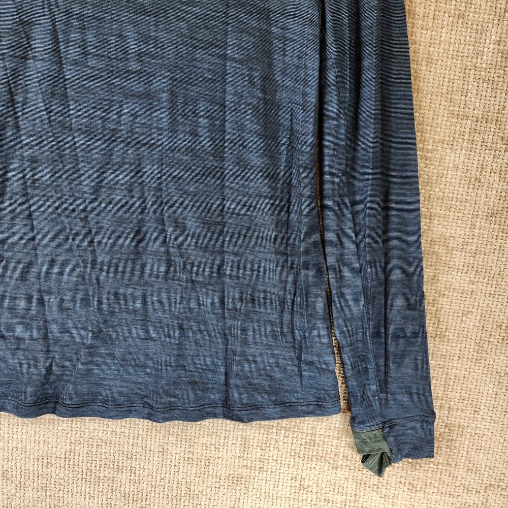 Bombas Merino Wool Tencel Long Sleeve Top Womens S Blue Stripe Base Layer *Flaws - Picture 10 of 12